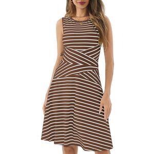 Striped  A Line High Waisted Mini Dress, MEDIUM, 8L-146D014